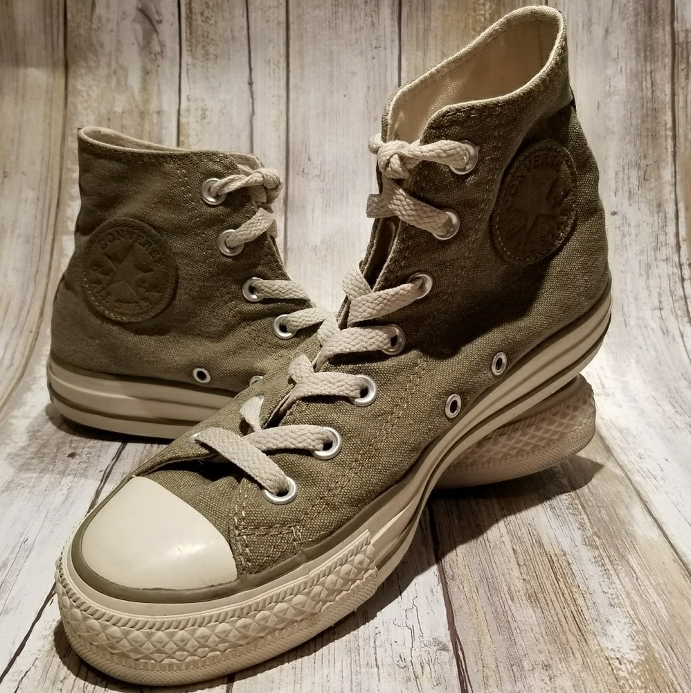 Converse Olive Green Linen w/Beige Rubber Size 7wm